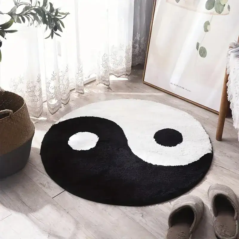  Tapis Tufting Rond "yin-yang"