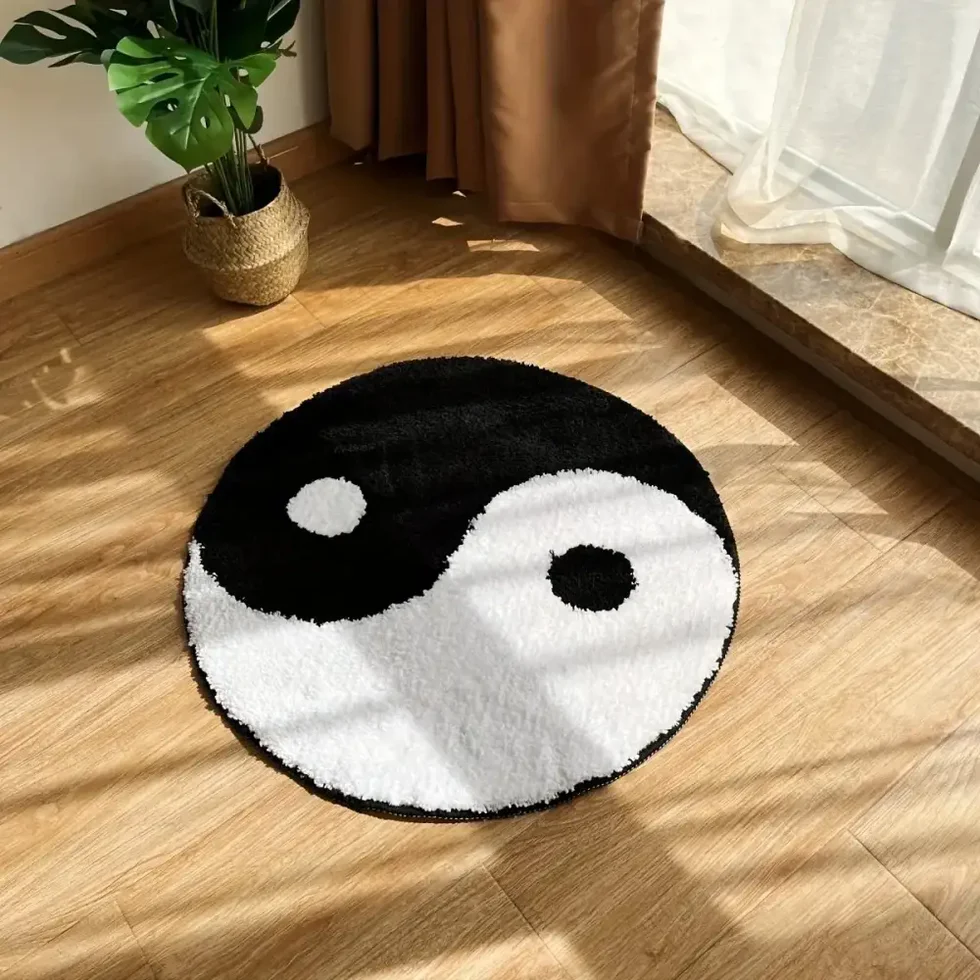  Tapis Tufting Rond "yin-yang"